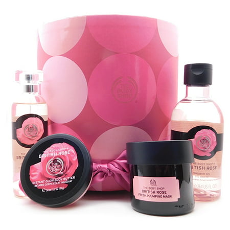 Best The Body Shop British Rose Ultimate Collection: Shower Gel 8.4 Fl Oz., Eau De Toilette 3.3 Fl Oz., Fresh Plumping Mask 2.6 Oz., Instant Glow Body Butter 1.72 Oz. deal