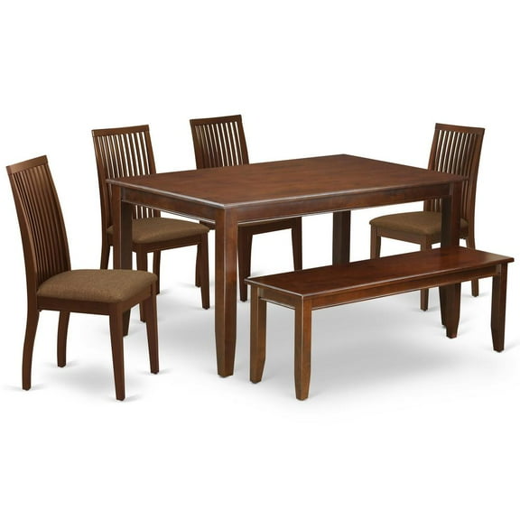 East West Furniture Dining Room Set Mahogany, DUIP6-MAH-C