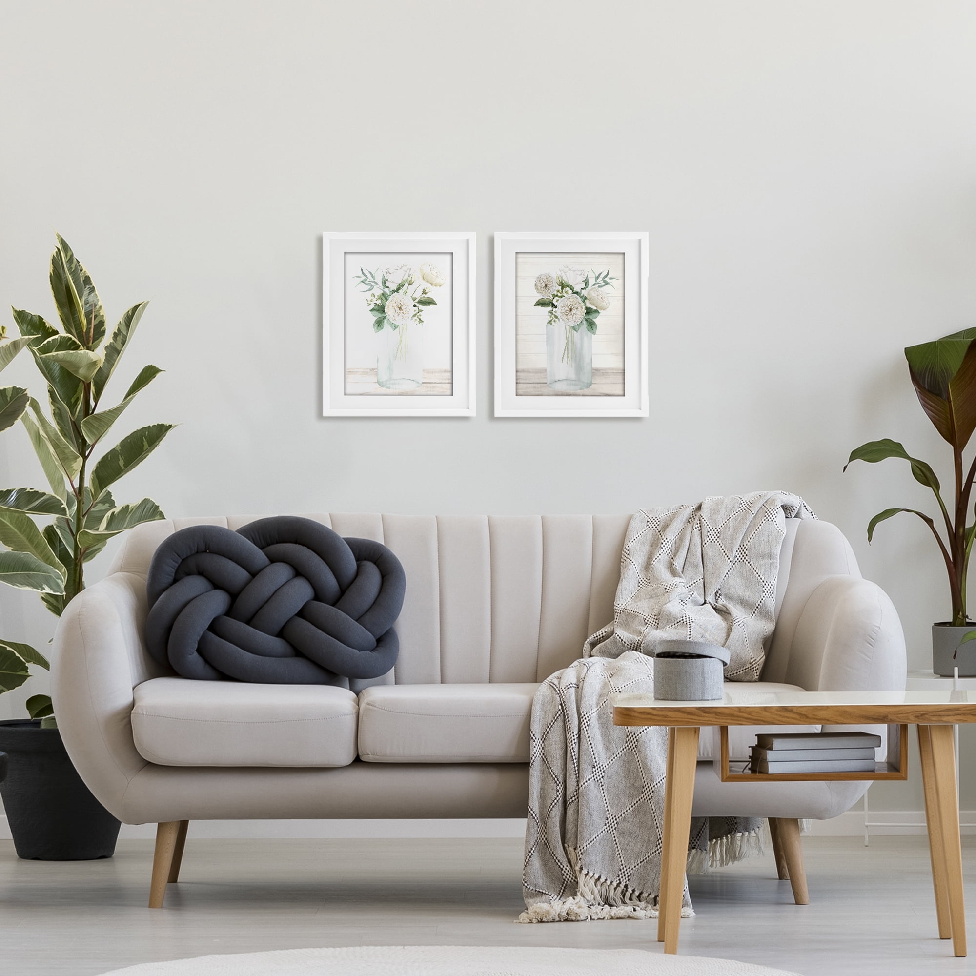 Stupell Industries Soft Patience Flowers 2 Piece White Framed Print Under Glass Set, design by Kim Allen