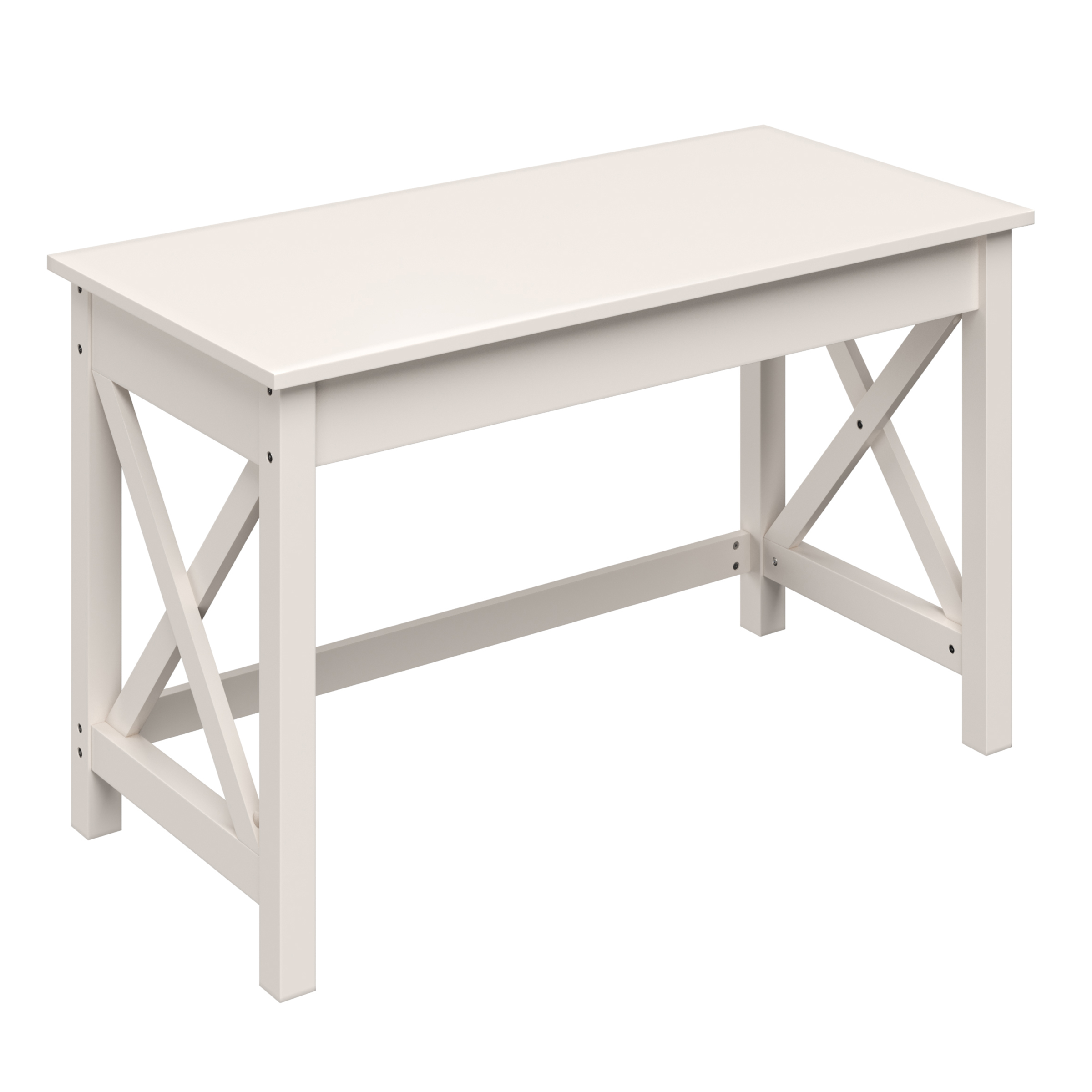 Lavish Home 47 in. Writing Desk - Work Desk with X-Pattern Legs for Office, Bedroom, Computer, or Craft Table, White
