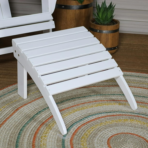 Sunnydaze Classic Wooden Outdoor Adirondack Ottoman Footrest, White