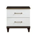 thumbnail image 4 of Modern Contemporary White and Cherry Finish 5pc Bedroom Set King Panel Bed Two Nightstands Dresser Mirror Wooden Furniture, 4 of 7
