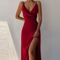 thumbnail image 2 of Atogsazn Cocktail Dresses for Women Sleeveless Solid V-Neck Party Dresses Wedding Guest Dresses for Women Wine L, 2 of 5