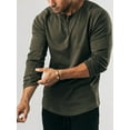thumbnail image 2 of KelaJuan Men's Spring Autumn Casual T-shirt Solid Color Long Sleeve Crewneck Button Down Shirt Tops, 2 of 6