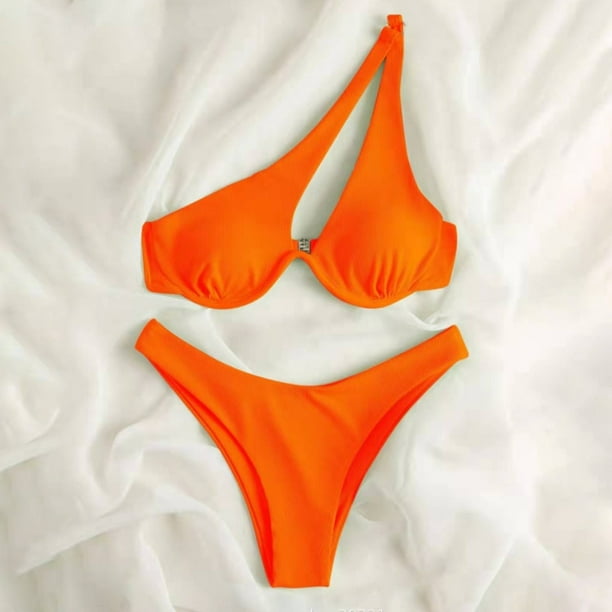 WILLBEST Bikini de Mujer, Traje de Baño de Color, Sexy, para Mujer, con Aros En Los Hombros, Bikini, Traje de Baño Bikini