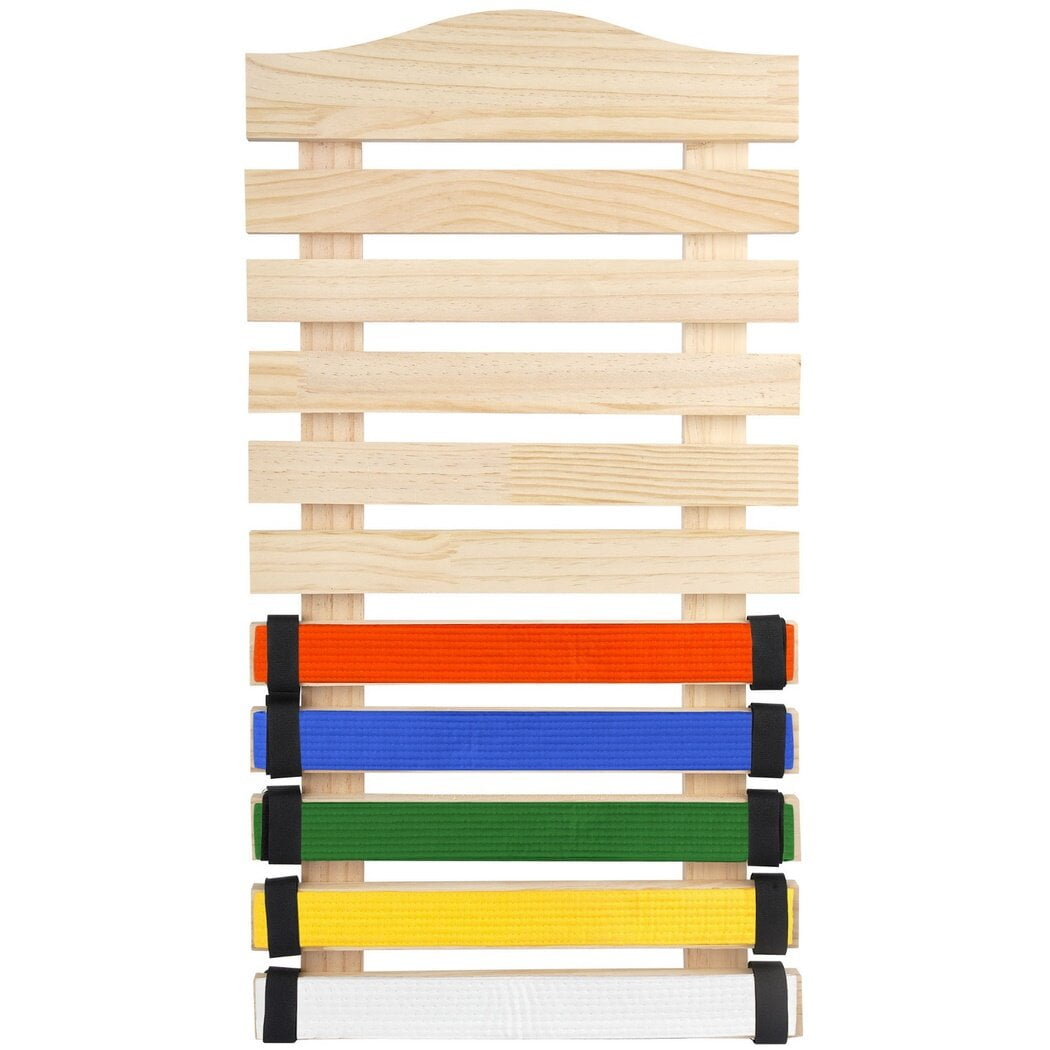 Karate Belt Display Rack, Solid Wooden Martial Arts Belts Holder, 10