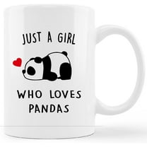 Funny Panda Heart Mug Cup,Just A Girl Who Loves Pandas Ceramic Mug-11oz Coffee Milk Tea Mug Cup,Gifts For Pandas Lovers Girls Women Teen Girls