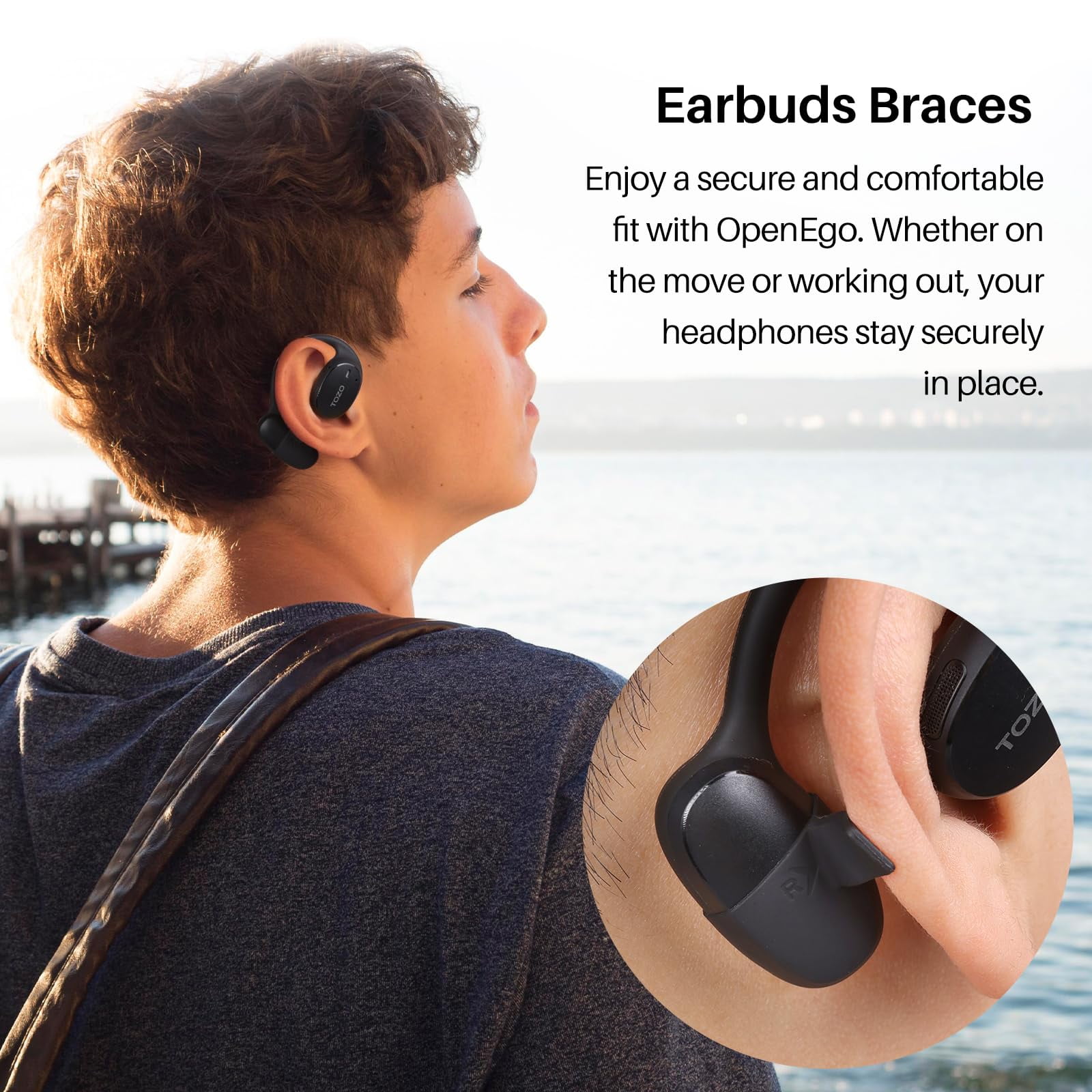 TOZO AI Noise Cancel Headphones, Open Ear Earbuds, Bone Conduction Headphones, 80H, 100+ Languages AI Translation, AI Clear Calls, OrigX Acoustics Stereo Bass, Lightweight Comfortable Wear