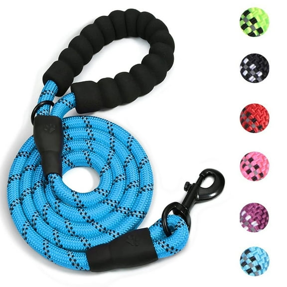 Jinswick 4.9 FT Strong Dog Leash, Leash Bite-Resistant,Durable Nylon Rope with Comfortable Padded Handle and Highly Reflective Threads Durable Dog Leashes for Small Medium and Large Dogs (Blue)