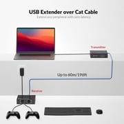AV Access USB Extender Over Cat5e/6 196ft/60M, 4 USB 2.0 Ports, Plug and Play, No Driver, Supports All Operating System, Two Webcams Work Synchronously, Keyboard and Mouse Over Ethernet(U2EX50)