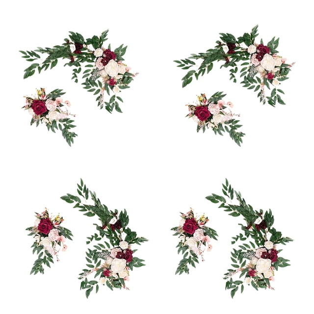 Guirnalda rústica de flores artificiales para decoración de fiestas y recepciones. 4 rojo rosa