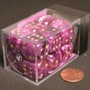 Chessex Manufacturing 27637 16 mm Vortex Purple With Gold Numbers D6 Dice Set Of 12