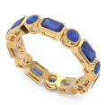thumbnail image 2 of Diamond-Capitals 5.00 Carat Emerald Shape Blue Sapphire Gemstone Luxurious Engagement Eternity Band for Women Solid 18K Yellow Gold Size 9.5, 2 of 8