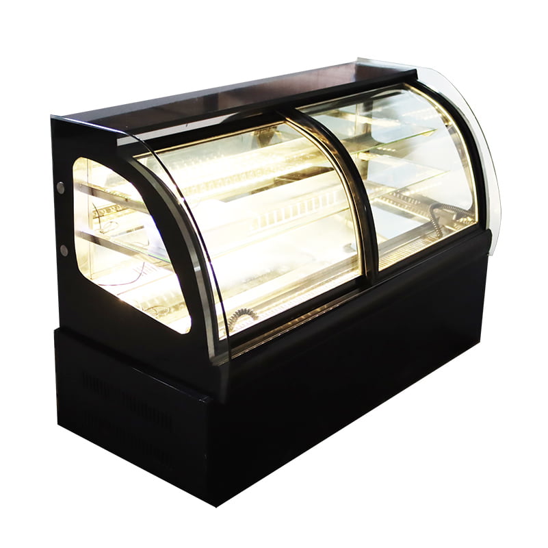 INTSUPERMAI 220V 35 inch Floor Cake Refrigerated Display Cabinet Glass Refrigerated Cake Pie Showcase Bakery Display Cabinet Arc-Shaped Back Door 