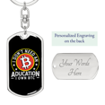 thumbnail image 2 of Don't Need Aducation Crypto Stainless Steel or 18k Gold Premium Swivel Dog Tag Keychain, 2 of 16