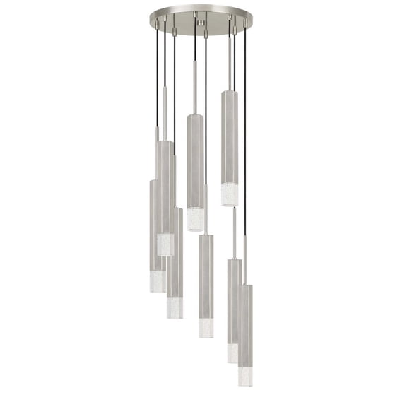 Cal Lighting 8-Light Aluminum Pendant with Glass Diffuser in Brushed Silver