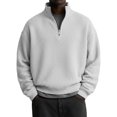 thumbnail image 3 of Blekii Men's Fleece Lined Quarter Zip Sweatshirt, Thickened Stand Collar Pullover Top, Solid Color Warm Layer for Winter, Soft Plush Interior, Casual Sporty Design, Ideal for Cold, 3 of 5