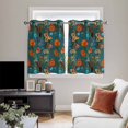 thumbnail image 4 of Orange Green Spring Floral Kitchen Curtains Window Panels, Vintage Botanical Summer Flower Insulated Window Treatment Curtain, Grommet Curtains for Bedroom/Living Room/Bathroom, 2 Piece 42"Wx54"L, 4 of 8