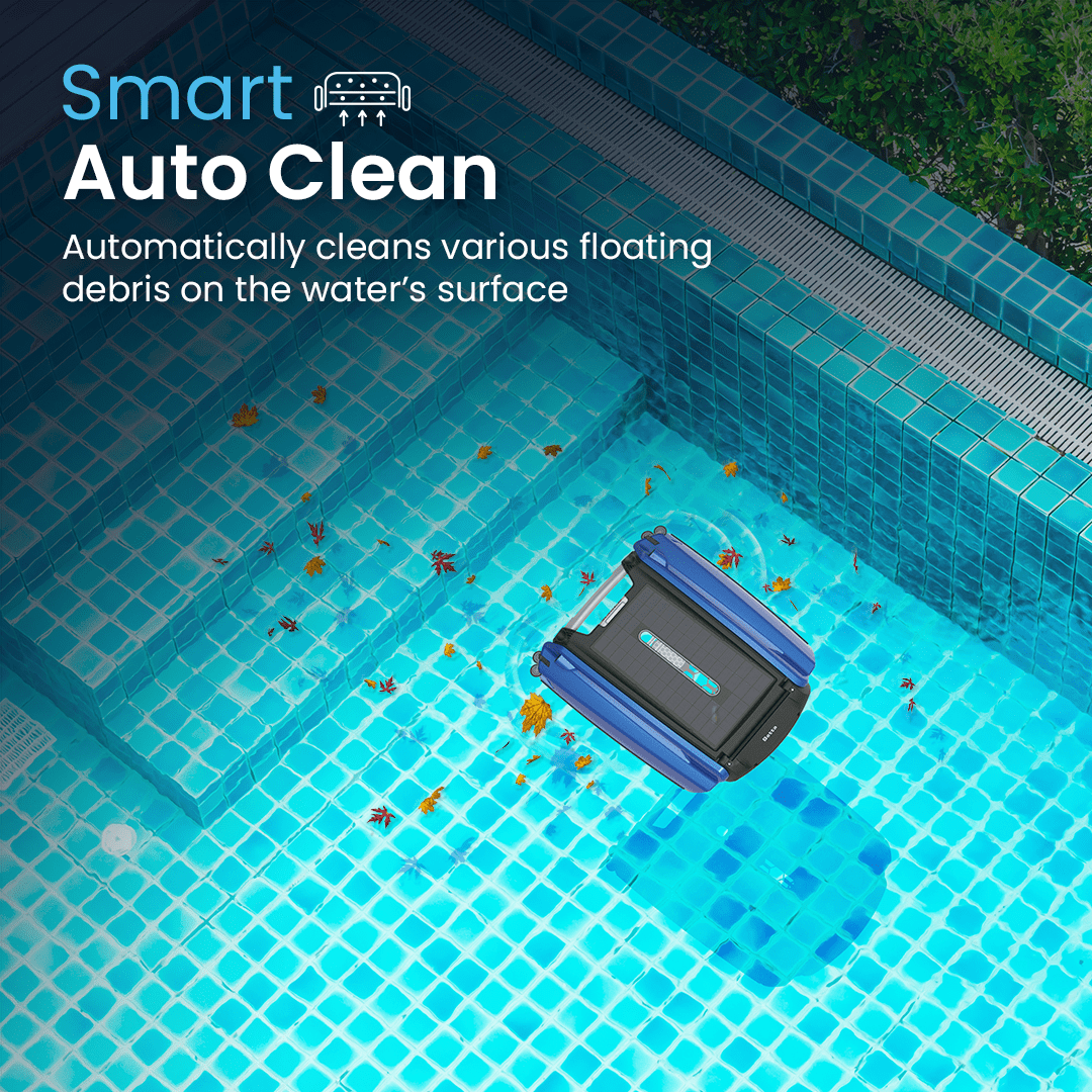 Betta Smart Solar-Powered Automatic Robotic Pool Surface Skimmer with 30-Hour Battery Life and Re-Engineered Twin Salt Chlorine Tolerant Motors (Blue)