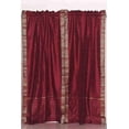 thumbnail image 4 of Lined Rod Pocket Sari Curtains 43" W x 96" L matching tieback Handcrafted Maroon Indian Drapes with Lining Offering Privacy and Insulation Perfect for Living/Bedroom/Dining Room Sold in Pairs, 4 of 5
