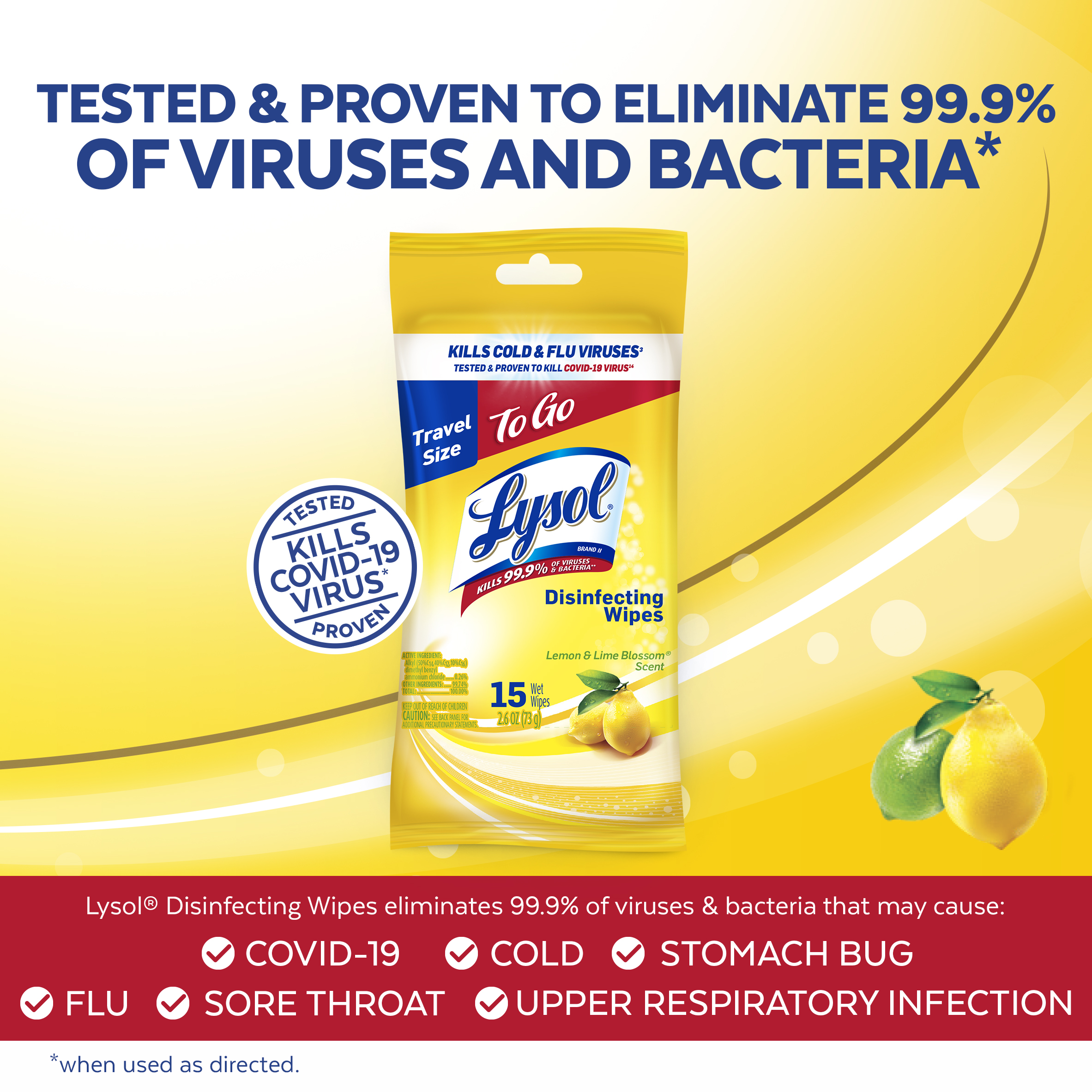 Lysol Disinfecting Wipes, Lemon & Lime Blossom, 15 Count photo 3