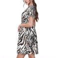 thumbnail image 2 of Uemuo Leopard And Zebra Print Womens Summer Dress Casual Swing Short Sleeve Sundresses Beach A-line Shift Dress, 2 of 6