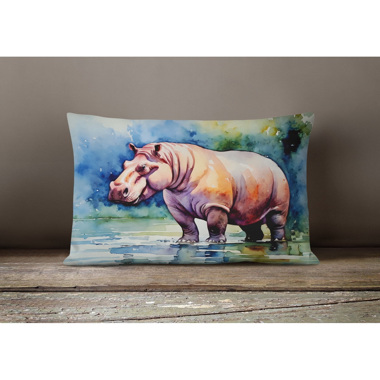 Hippopotamus Throw Pillow 12 in x 16 in