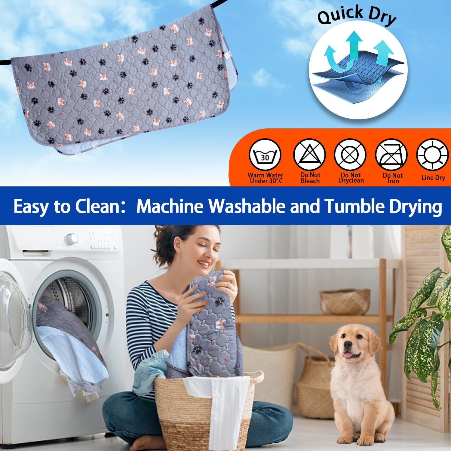 NYTTLIV Washable Puppy Pads, 2 Pack Reusable photo 7