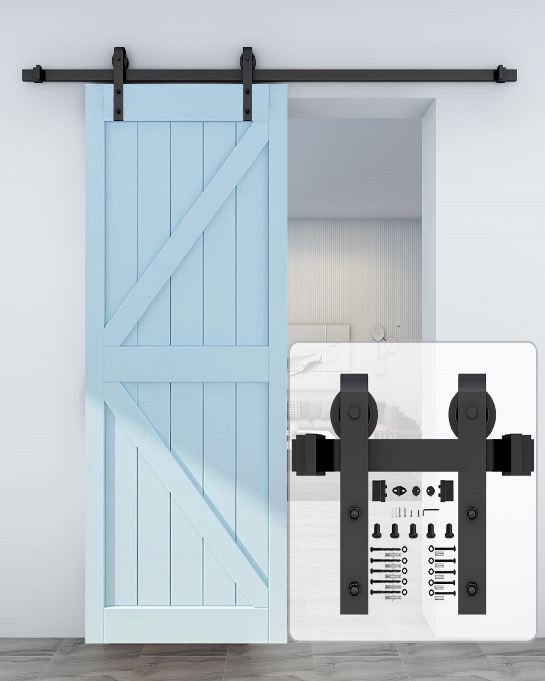 Sliding Barn Door Track Hardware Kit 8ft