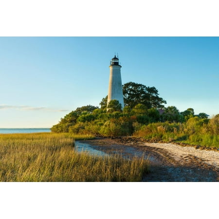 St. Marks Lighthouse on the Coast, St. Marks National Wildlife Refuge, Florida, USA Print Wall