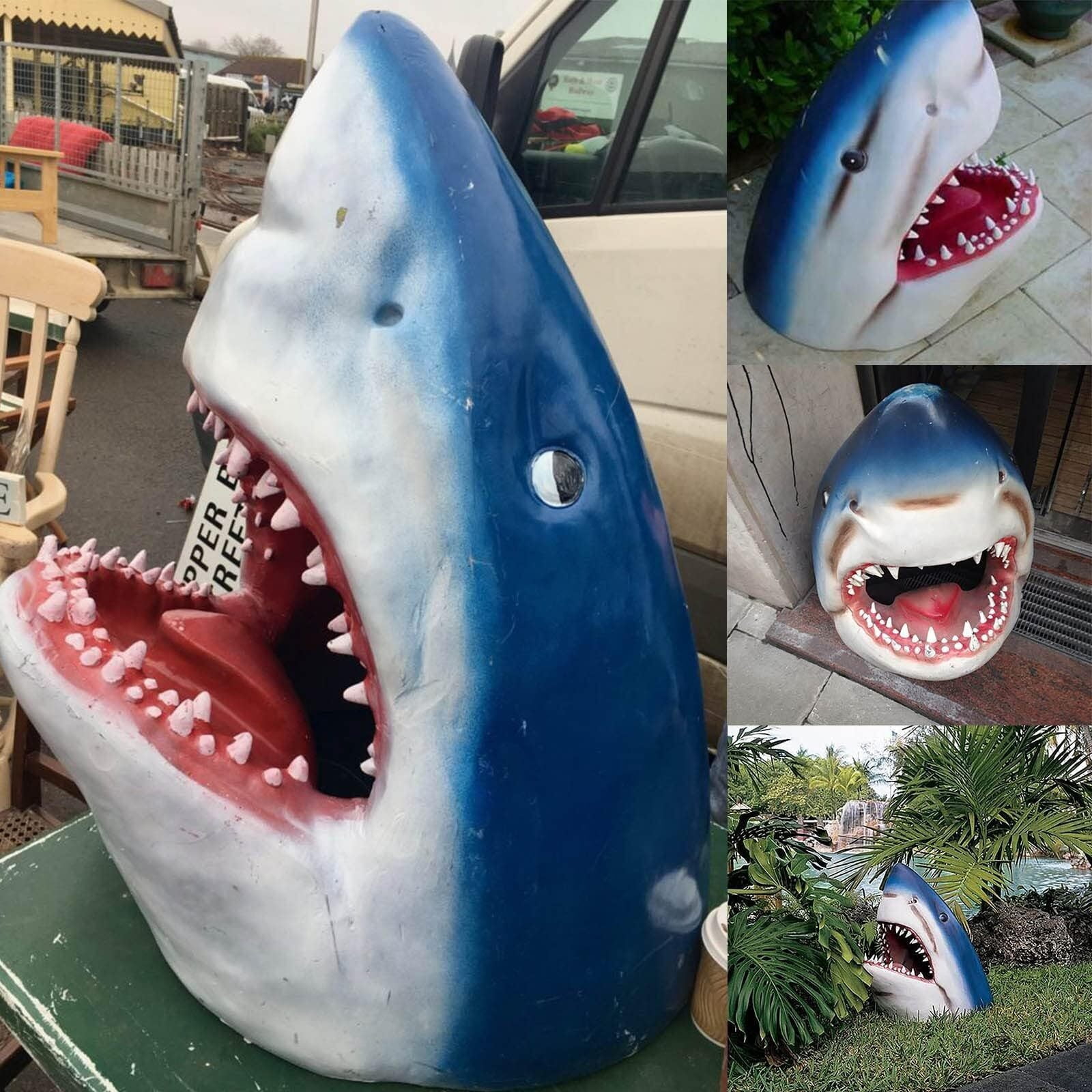 Great White Shark Garden Statue, Weather-Resistant Resin Shark Decor for Yard & Garden, 3D Land Shark Sculpture for Swimming Pool Area & Outdoor Art