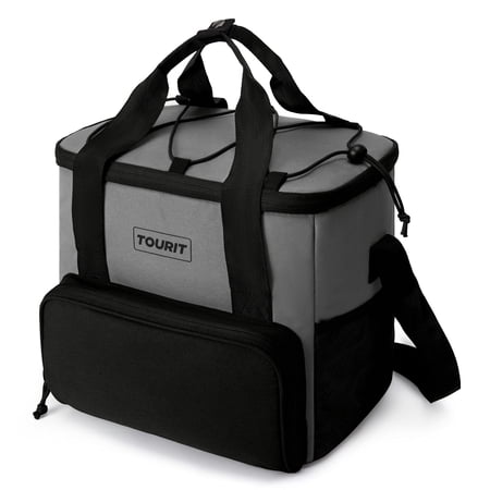 TOURIT Soft Sided Cooler Bag 24 Can Insulated Leakproof Lunch Cooler Tote Bag with Shoulder Strap for Picnic, Beach, Work, Travel, Gray