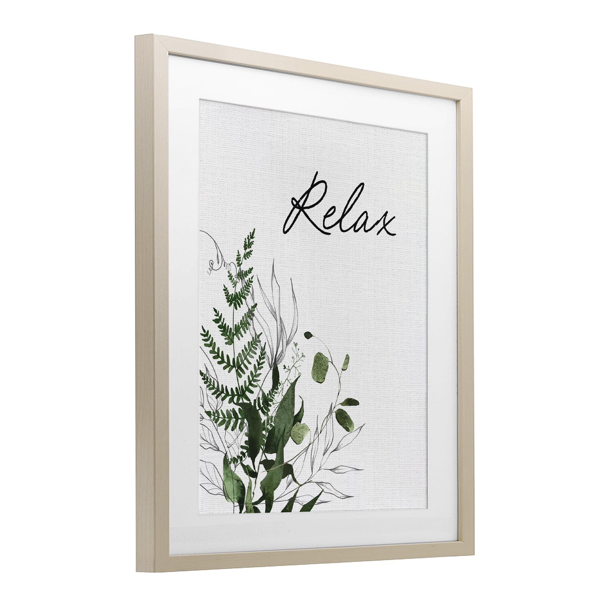 Relax Ferns & Botanicals Birch Framed Print Under Glass, design by Lettered and Lined