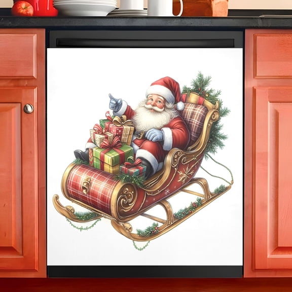Ryvnso Christmas Santa Claus Dishwasher Magnetic Refrigerator Magnet Cover Kitchen Home Decorative 23"x26"