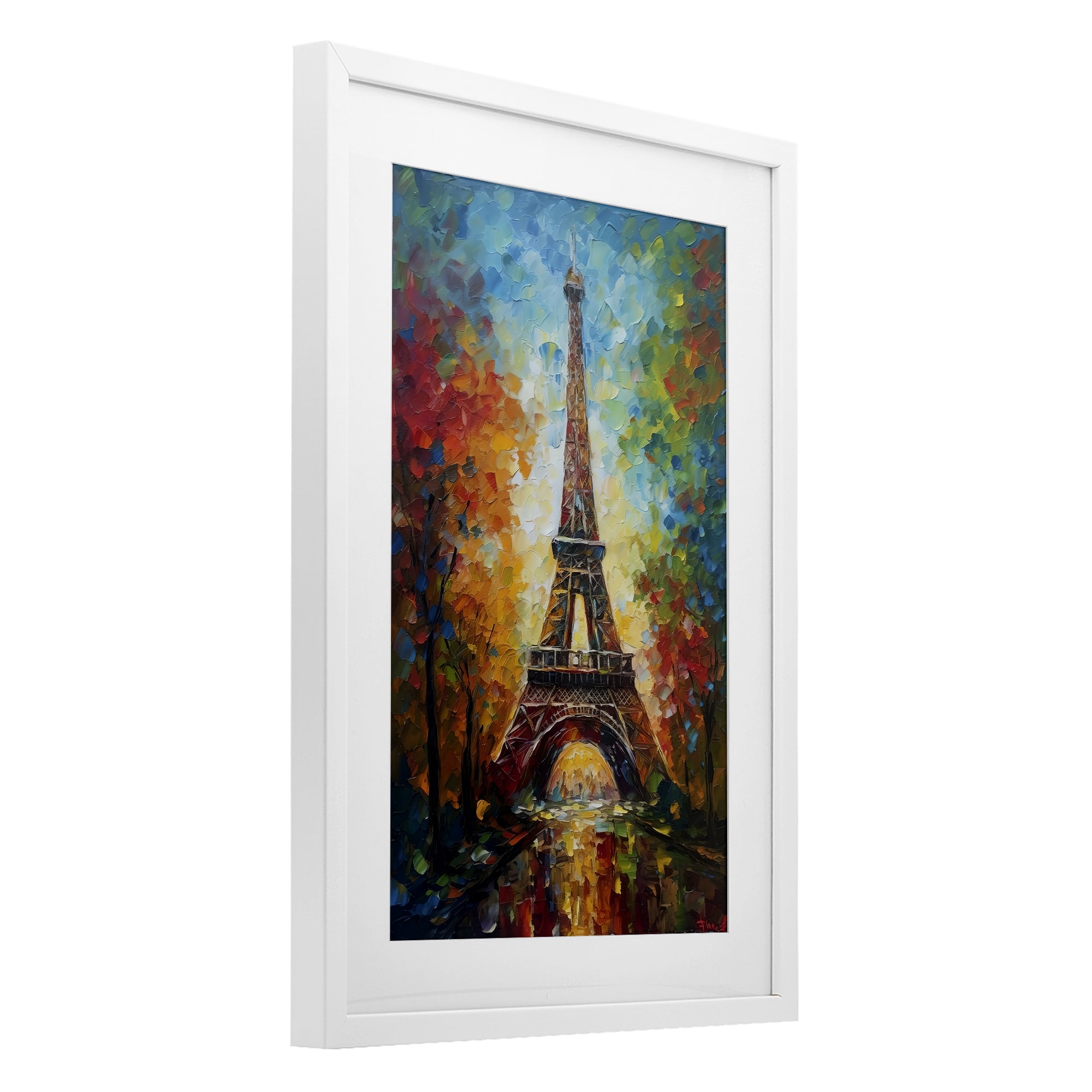 Stupell Industries Colorful Reflection at Eiffel Tower White Framed Print Under Glass, design by Creative Studio