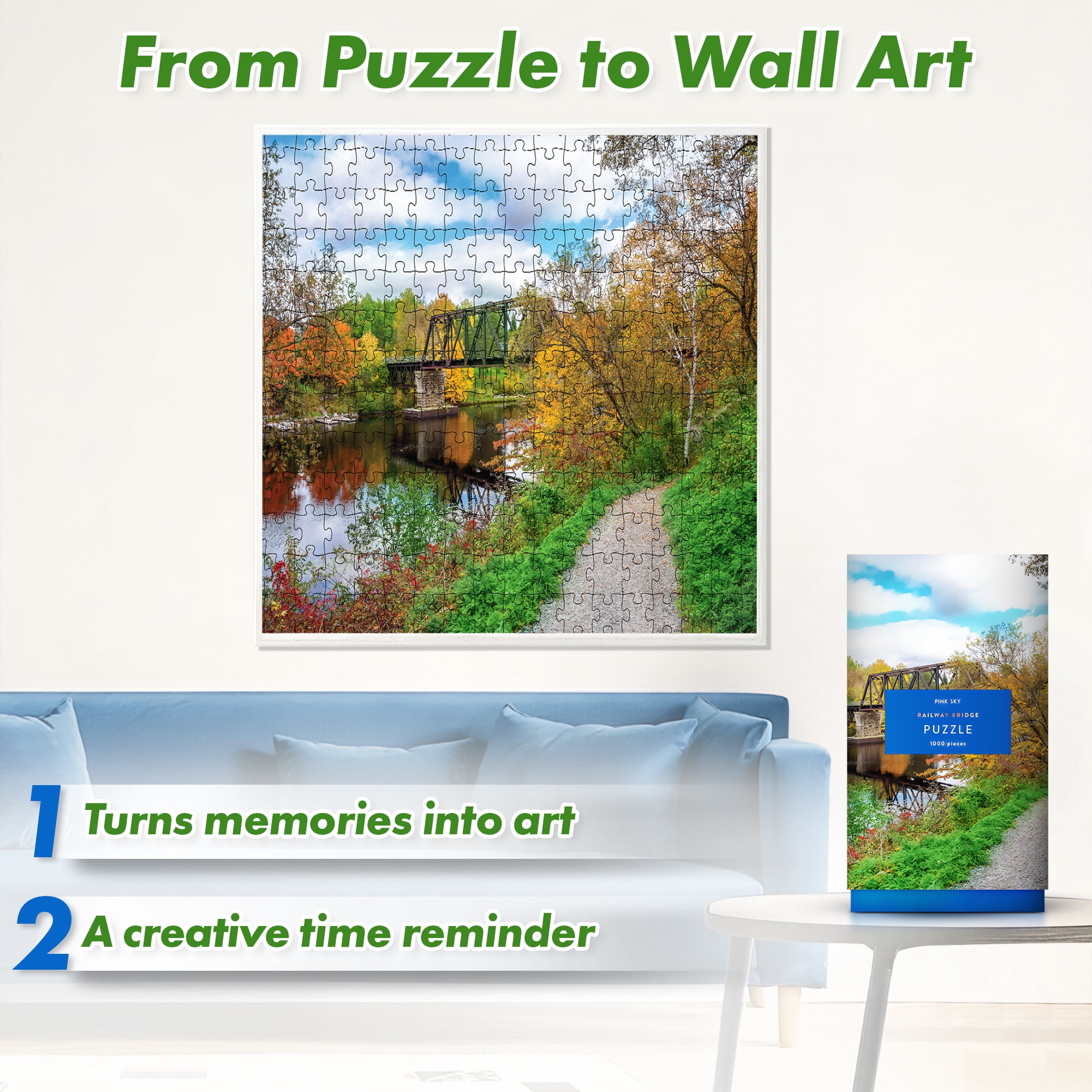 Railway Bridge Pink Sky Puzzle 1000 Piece Cylinder Tube Gift Jigsaw Puzzle