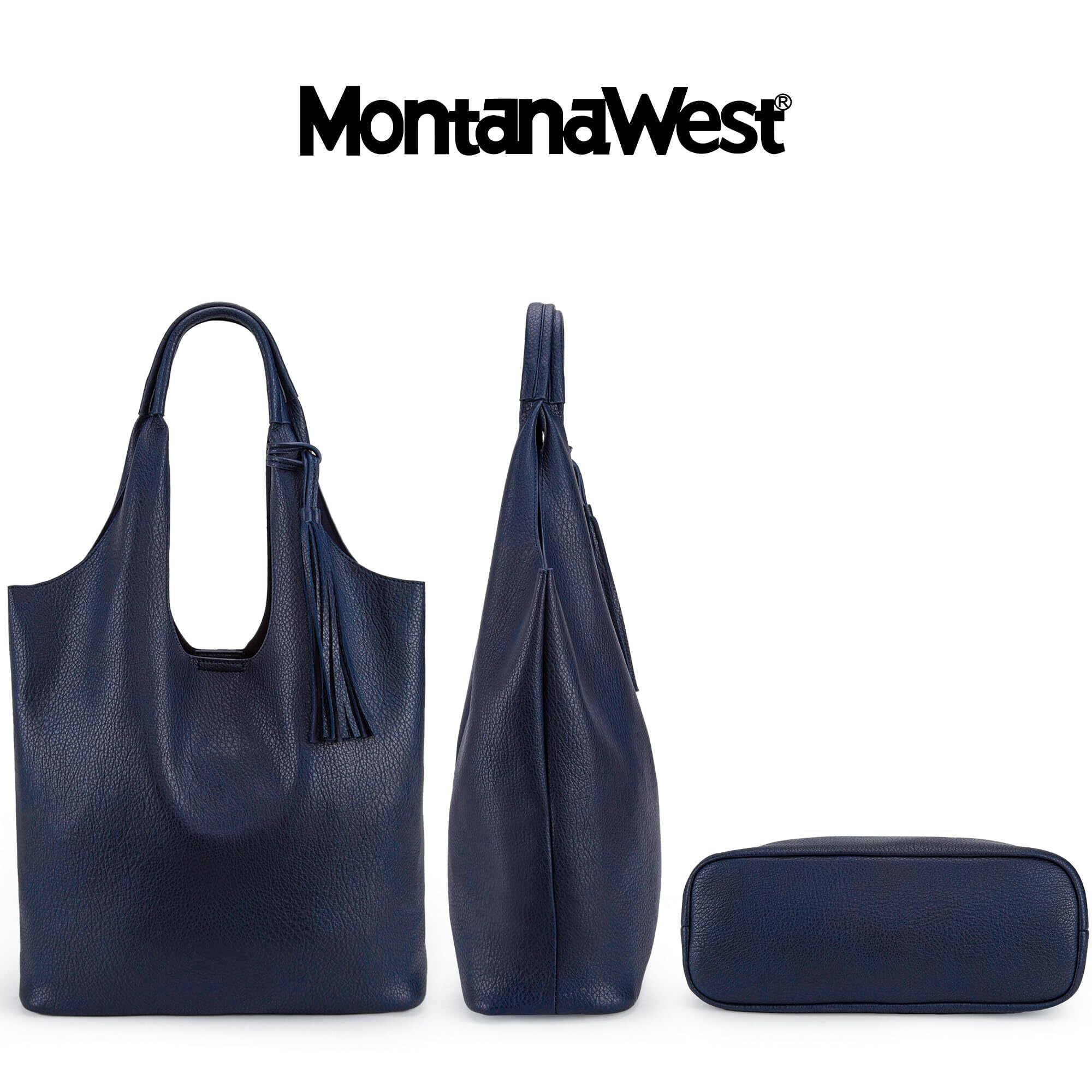 Montana West Slouchy Hobo Bags for Women Soft Designer Shoulder Purses Ladies Top Handle Handbag, Dark Blue