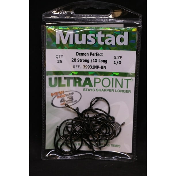 Mustad 39931NP-BN Demon Perfect Circle Inline Hook 2X Strong - Size 1/0 ...