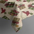 thumbnail image 3 of Beige Christmas Gift Pattern Rectangle Tablecloth 60"x84",Waterproof Polyester Rectangle Table Cloth, Wipeable Spillproof Polyester Tablecloth for Dining, Camping, Indoor and Outdoor, 3 of 5
