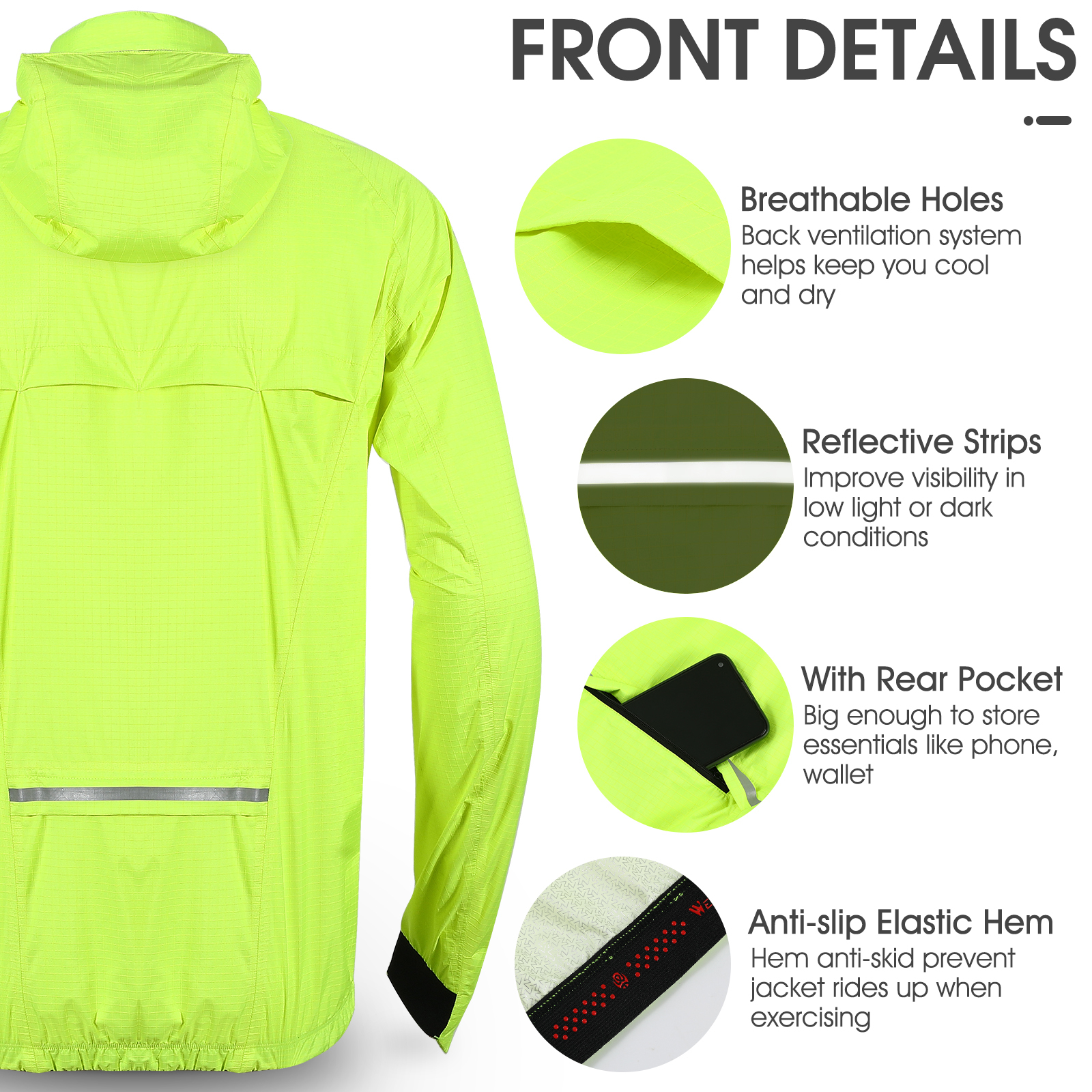 WEST BIKING Outdoor Jacket Windproof Sports Cycling Casual Coat for Men Women, Green L - image 3 of 10