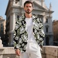 thumbnail image 2 of HELLHERO Monstera Leaves Slim Fit Long Sleeve Outwear Blazer, Retro Polyester Men's Suit Jacket for Prom Summer, 2 of 8