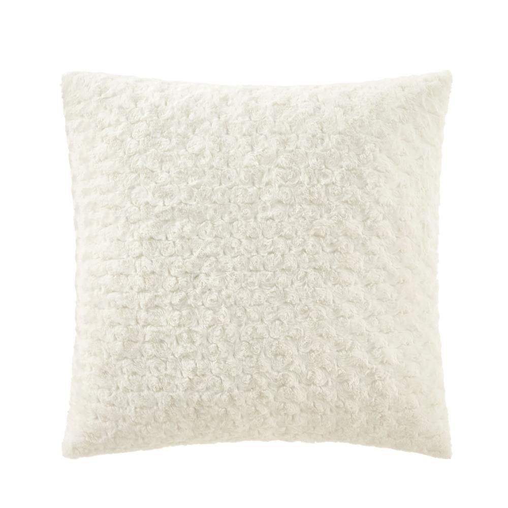 Mainstays 22" x 22" Rosette Faux Fur Decorative Pillow for Adults, Vanilla Dream