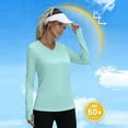 thumbnail image 2 of Chandails à Manches Longues pour Femmes, Chandails de Protection Solaire pour la Randonnée, le Camping et l'Entraînement, Col en V, Chandails Amples, Hauts, 2 of 6