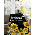 thumbnail image 4 of Flannel Fleece Throw Blanket Welcome Home Sunflower Funny Words Lightweight Soft Plush Blankets,Black Yellow Cozy Warm Throw Blanket for Couch Sofa Bed Car Office 40x50in, 4 of 9