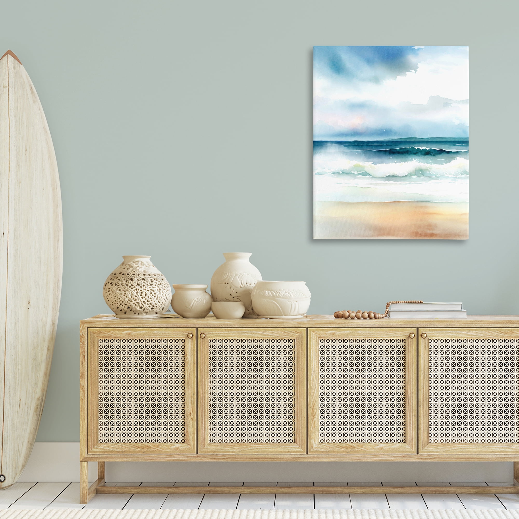 Stupell Industries Rolling Seaside Waves Coastal Painting Gallery Wrapped Canvas Art Print Wall Art, 30 x 40