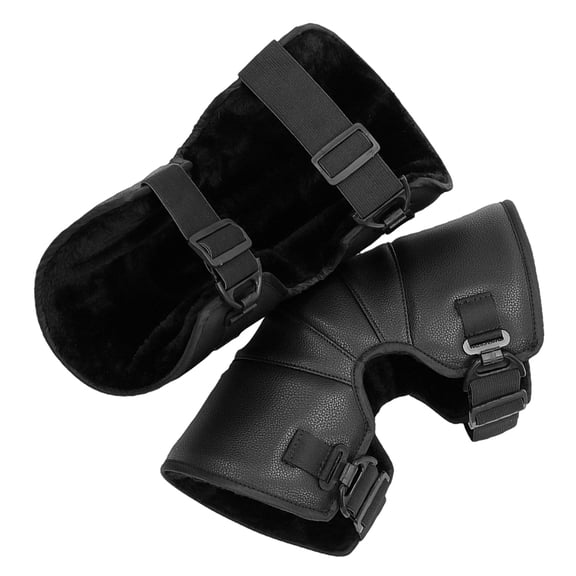 COMPUKAS Windproof Black PU Knee Protectors 34cm Motorcycle Knee Guards for Electric Bikes