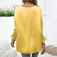 thumbnail image 3 of ZZwxWA 3/4 Length Sleeve Tunic Tops for Womens Summer 2025 Trendy Crew Neck Smocked Cuff Work Dressy Casual T Shirt Blouses, 3 of 5