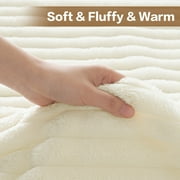 EMONIA White Fleece Throw Blanket for Couch, 320GSM Super Soft Cozy Blankets and Throws, Decorative Fleece Blankets for Women Men Gifts, Throws with Stripes for Sofa Bed Decor, 50''x60''