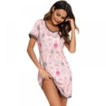 thumbnail image 3 of Pyjama d'Été pour Femmes Manches Courtes Col Cœur Pêche Robe de Nuit Décontractée Robe de Nuit Ample Confort Pyjama Décontracté Robe de Maison, 3 of 6