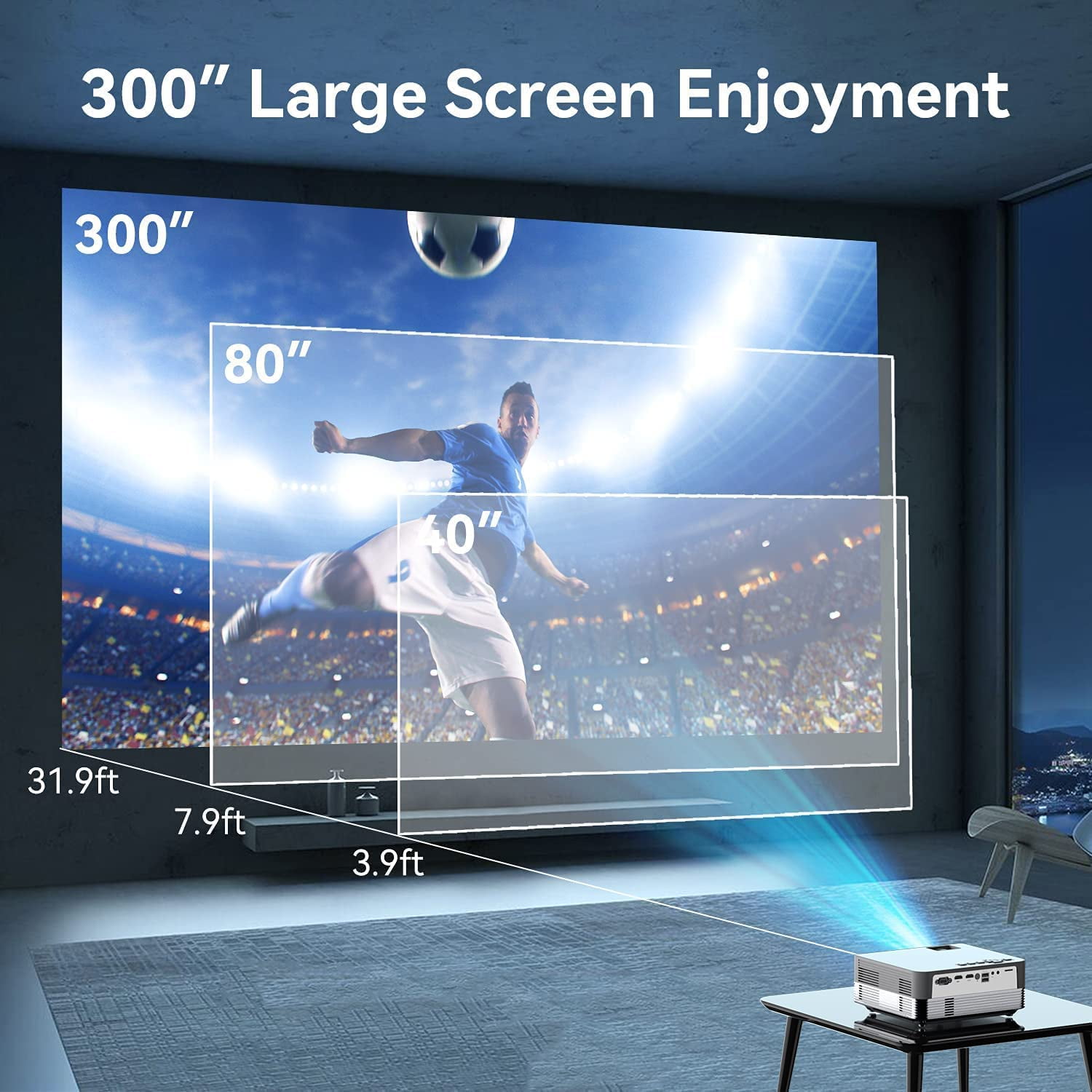 Salange LCD Display Native 1080p Smart Projector with WiFi and Bluetooth, Auto Keystone, with Speaker, Official Dolby Audio Supported, HDR Support for Outdoor Movies Home Theater
